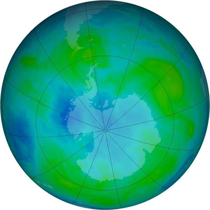 Antarctic ozone map for 04 February 1991